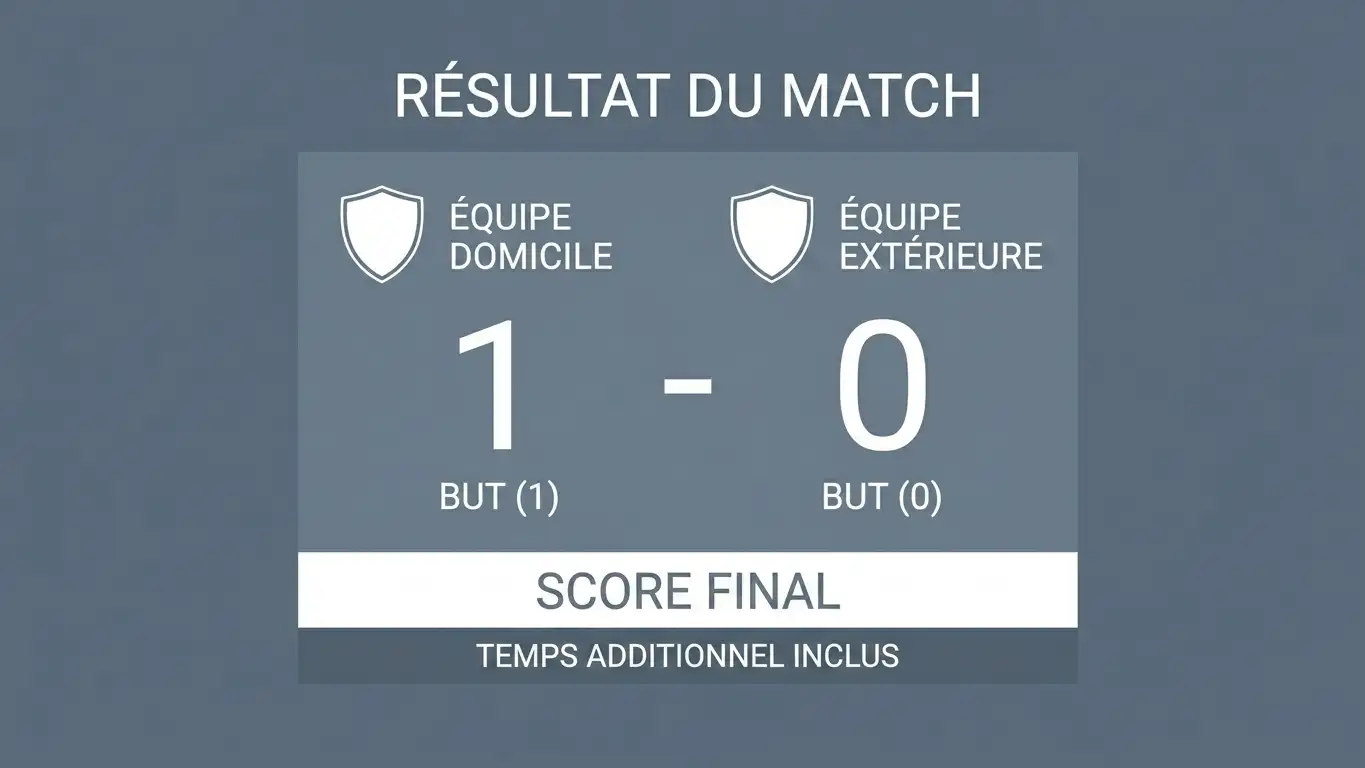 Représentation d'un tableau d'affichage indiquant le score 1-0 après prolongation